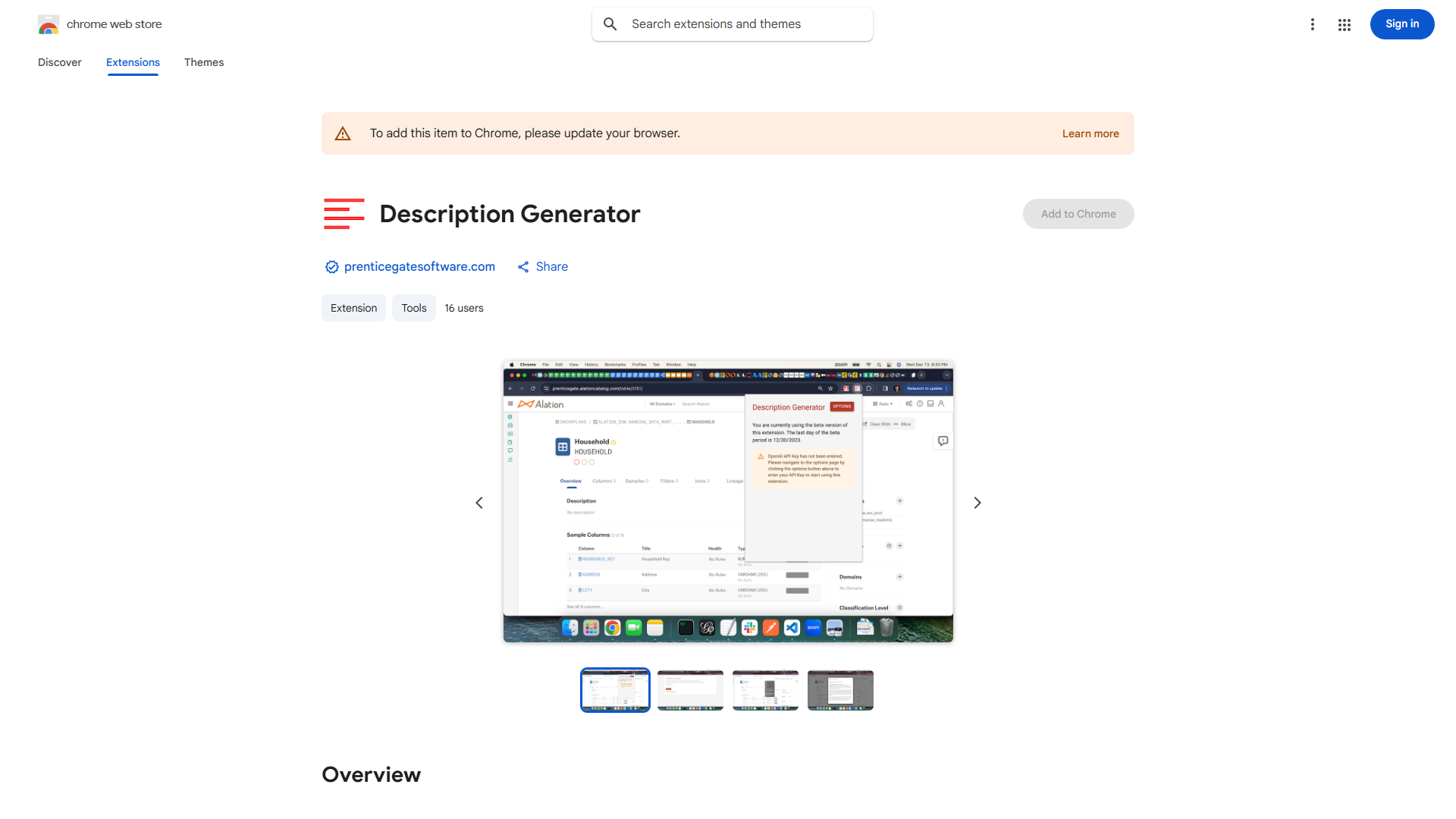 Alation ChatGPT Description Generator Extension