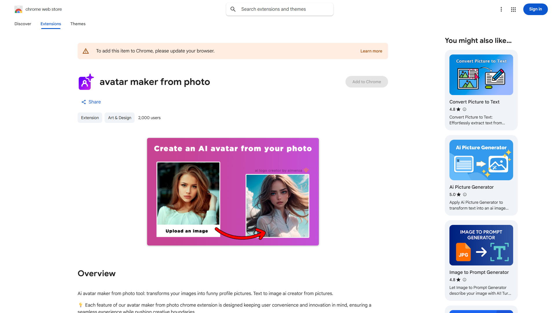 Avatar Maker from Photo Chrome Extension