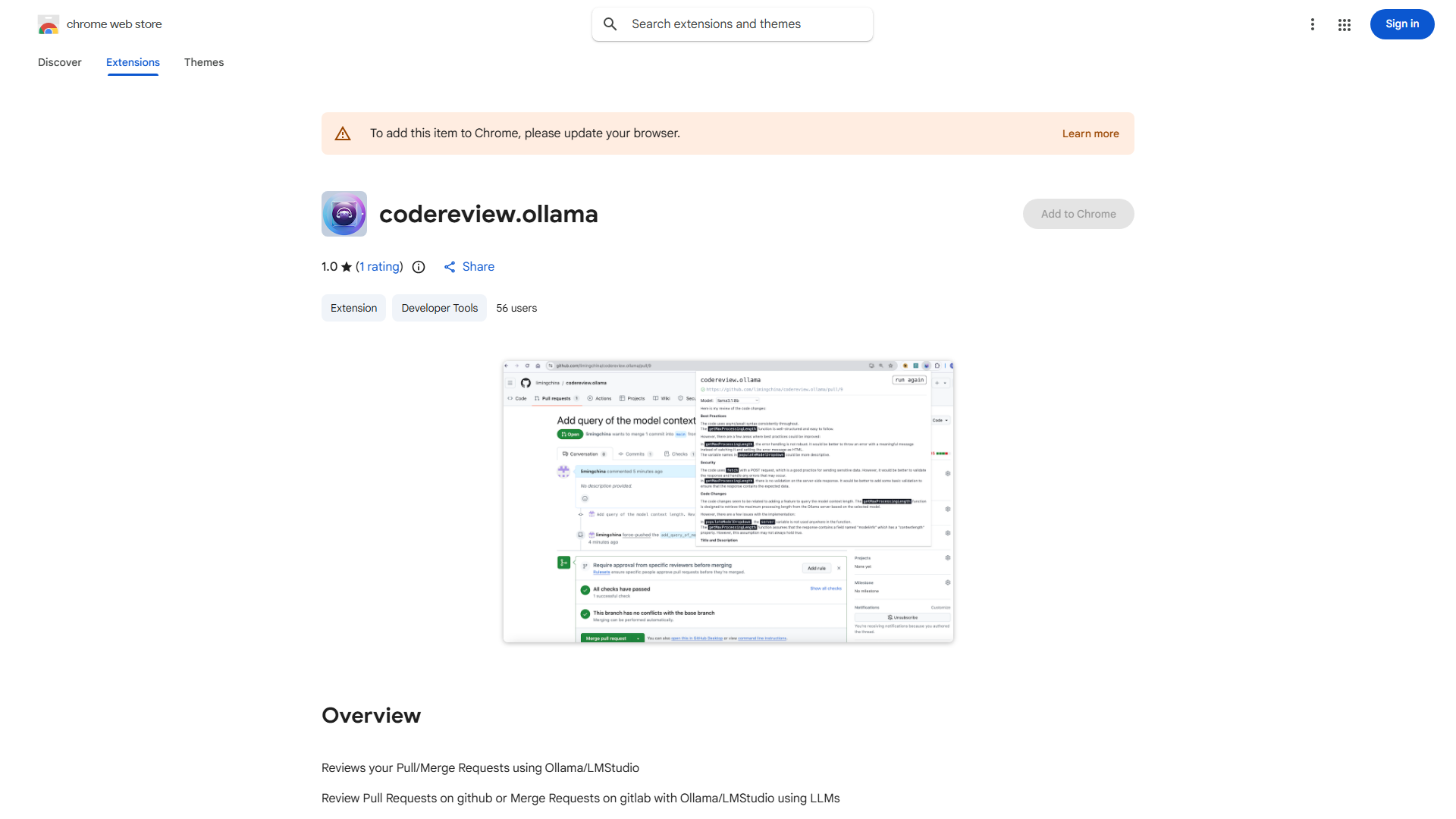 Review Pull Requests on github or Merge Requests on gitlab with Ollama using LLMs