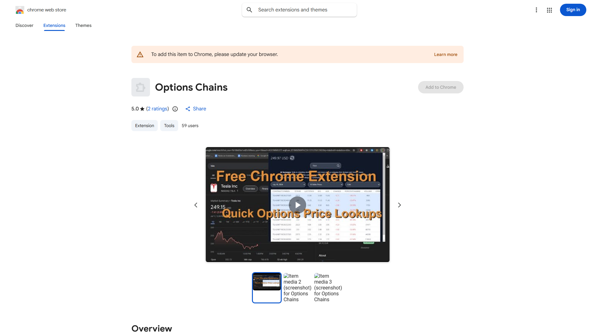 Options Chain Chrome Extension