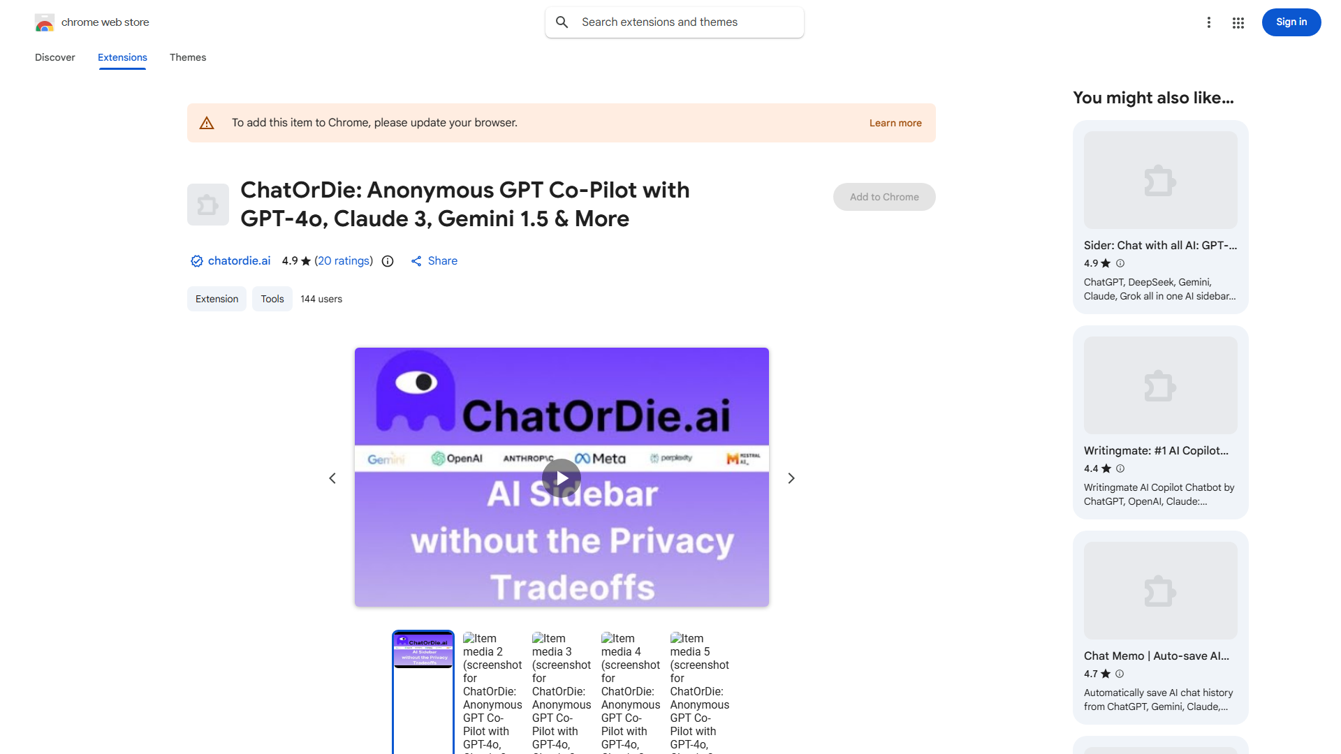 ChatOrDie.ai Google Sidebar