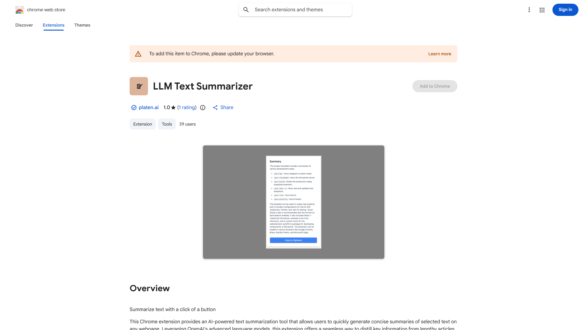 Chrome LLM Summarizer